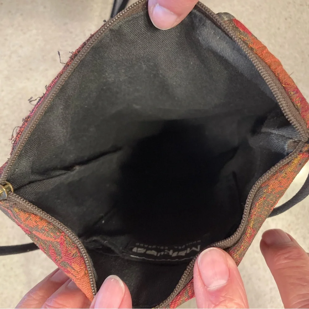 Red and Orange Crossbody Bag with Floral Pattern - Picture 13 of 13